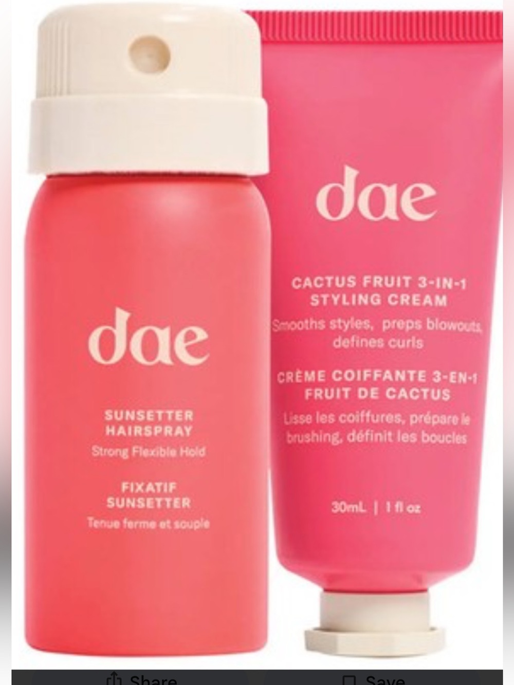 dae Cactus Fruit 3-in-1 Styling Cream & Sunsetter Hairspray Duo - Coral Pink